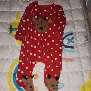 Red Polka Dot Reindeer Kids One Piece